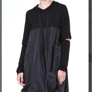 Black knee length top with hood